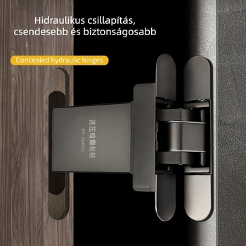 Goode hidraulikus 3D ajtózsanér automatikus zárással, rejtett zsanér, csillapító, csendes működés, faszerkezetű ajtókhoz, kereszt alakú zsanér