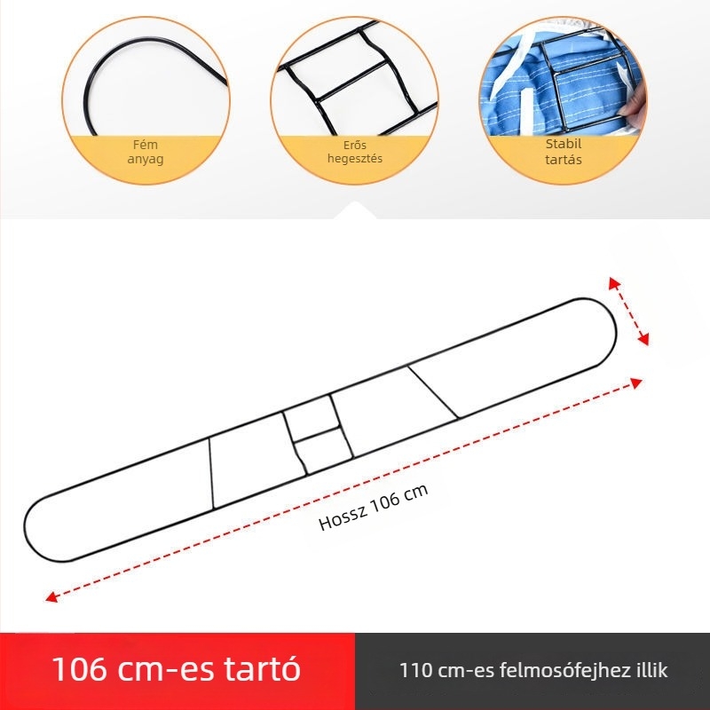Mop tartozékok: vastagodott egytengelyes rúd, forgó befogó, vas keret, porkeret, mop tartó