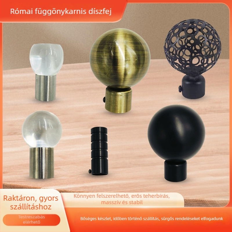 Üreges gömb alakú díszfinial vas függönyrúdhoz – modern minimalist stílusban