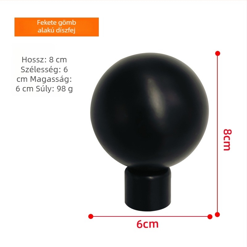 Üreges gömb alakú díszfinial vas függönyrúdhoz – modern minimalist stílusban