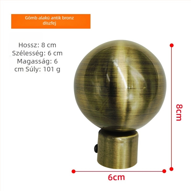 Üreges gömb alakú díszfinial vas függönyrúdhoz – modern minimalist stílusban