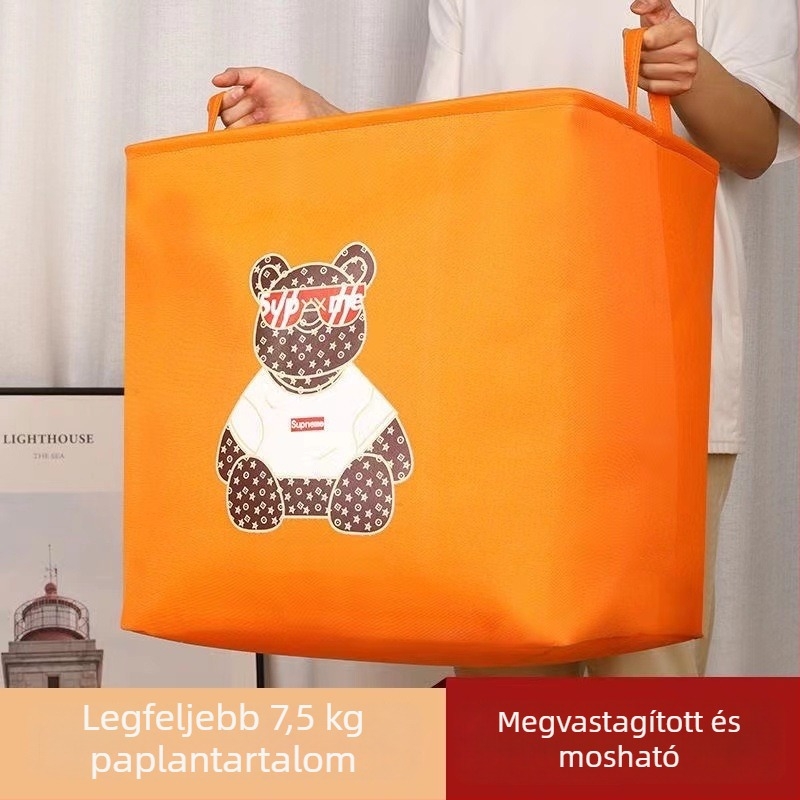 Textil ruhatároló doboz ruhákhoz, nagy kapacitású 100 L, gardrób rendező, rajzfilmszerű mintázat
