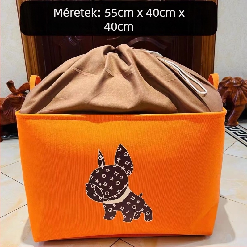 Textil ruhatároló doboz ruhákhoz, nagy kapacitású 100 L, gardrób rendező, rajzfilmszerű mintázat