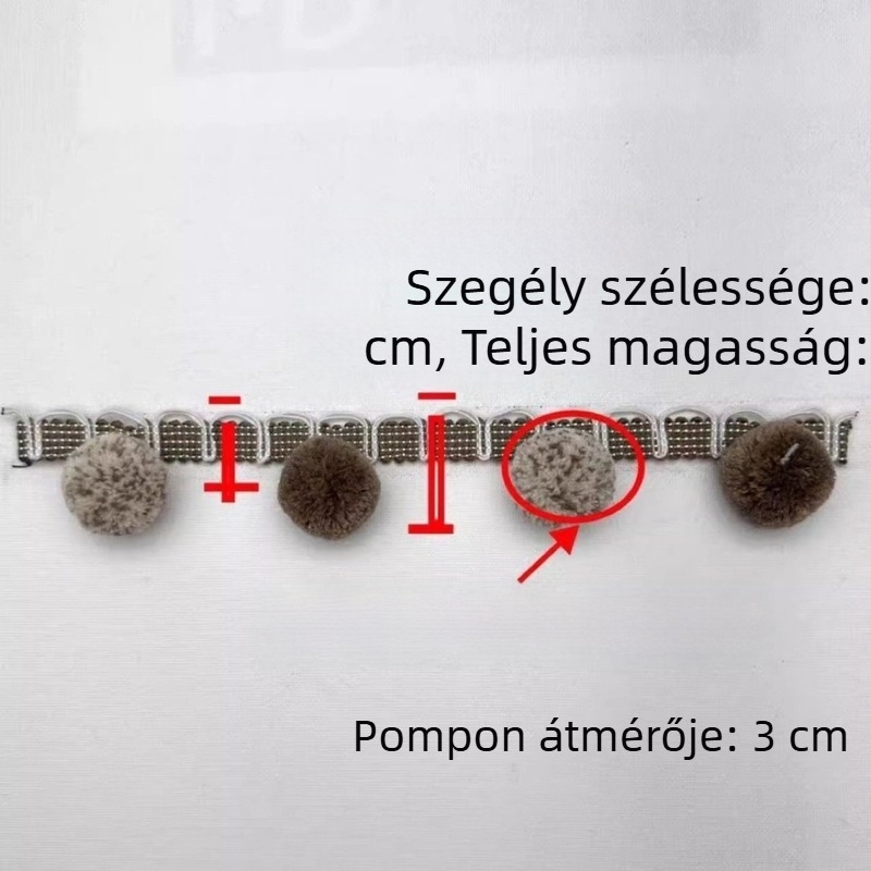 Csipkés pomponos függöny-díszítő kiegészítő, francia stílusú dekoráció