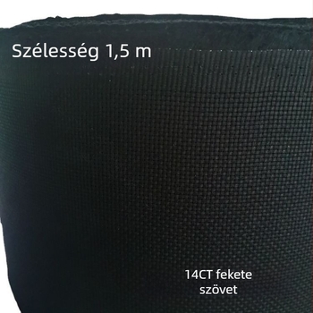14CT keresztszemes vászon, kis négyzetrácsos, fekete pamutvászon