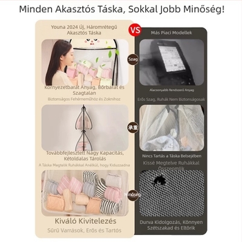 Függő fehérnemű- és zoknitároló táska – hálós szervező falra szerelhető gardróbhoz