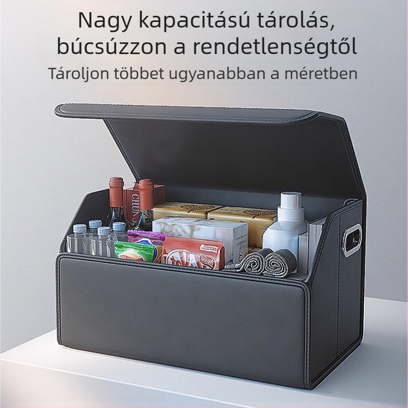Összecsukható bőr autócsomagtartó rendező, 40 L, vízálló, fogantyúval