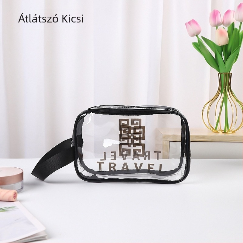 Nagy kapacitású sminktáska, vízálló PVC sminktáska utazáshoz, hordozható kozmetikai tároló, modern minimalista stílus