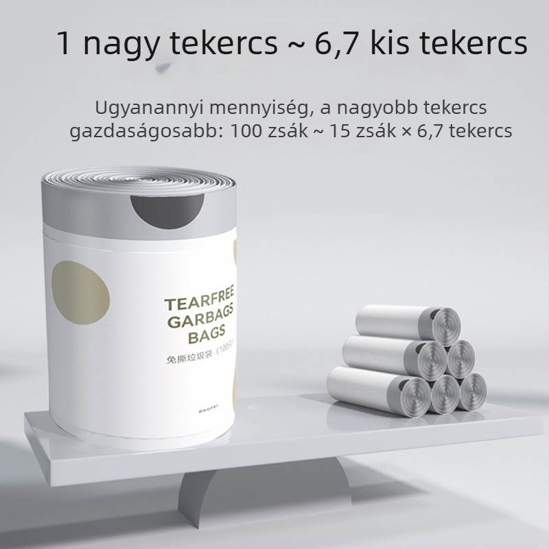Fekete háztartási szemeteszsák húzózsinórral, vastagított, nagy méretű, irodai használatra