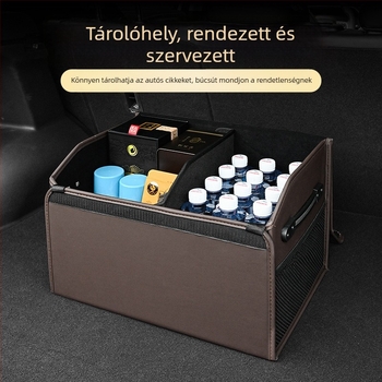 BMW bőrös csomagtartó tároló doboz – kompatibil a 3-as, 5-ös, 7-es sorozatok, X1, X3, X4, X5, X6 GT modellokkal – összecsukható belső tároló doboz, fogantyúval