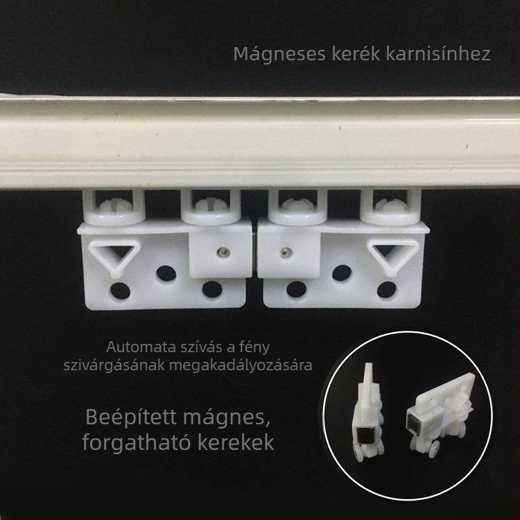 Elektromos függöny kiegészítő: forgó mágneses ütköző görgő automatikus zárással, univerzális sínhez, görgők és kiegészítők
