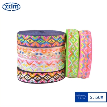 2.5 cm etnikus stílusú jacquard szalag ruhadíszítéshez, gallérszegély és díszítő csík