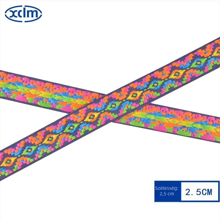 2.5 cm etnikus stílusú jacquard szalag ruhadíszítéshez, gallérszegély és díszítő csík