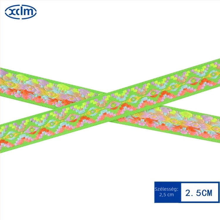 2.5 cm etnikus stílusú jacquard szalag ruhadíszítéshez, gallérszegély és díszítő csík