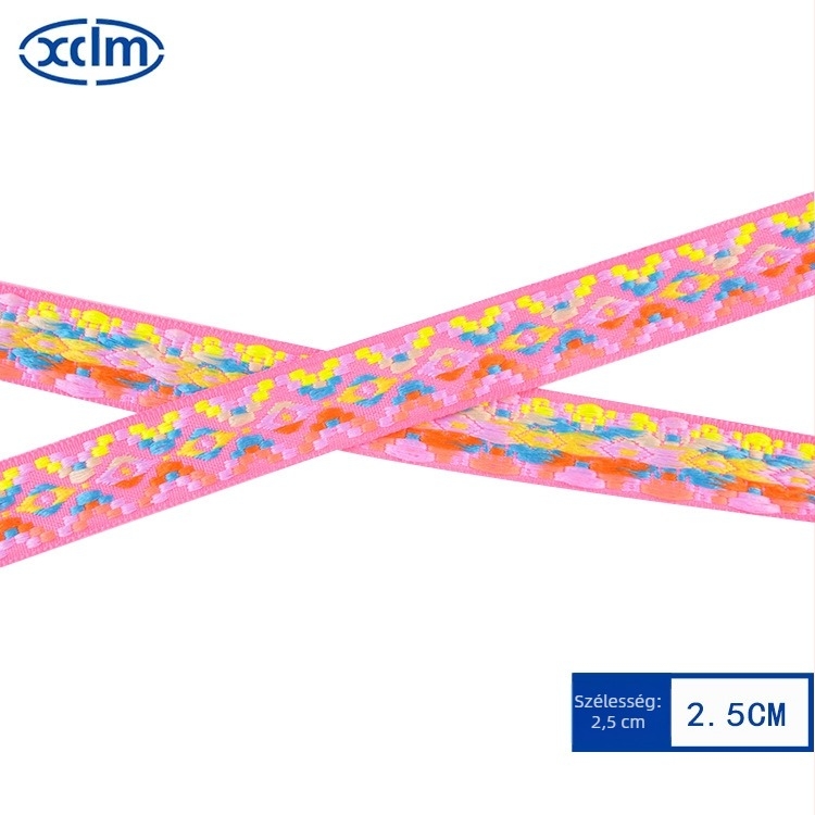 2.5 cm etnikus stílusú jacquard szalag ruhadíszítéshez, gallérszegély és díszítő csík