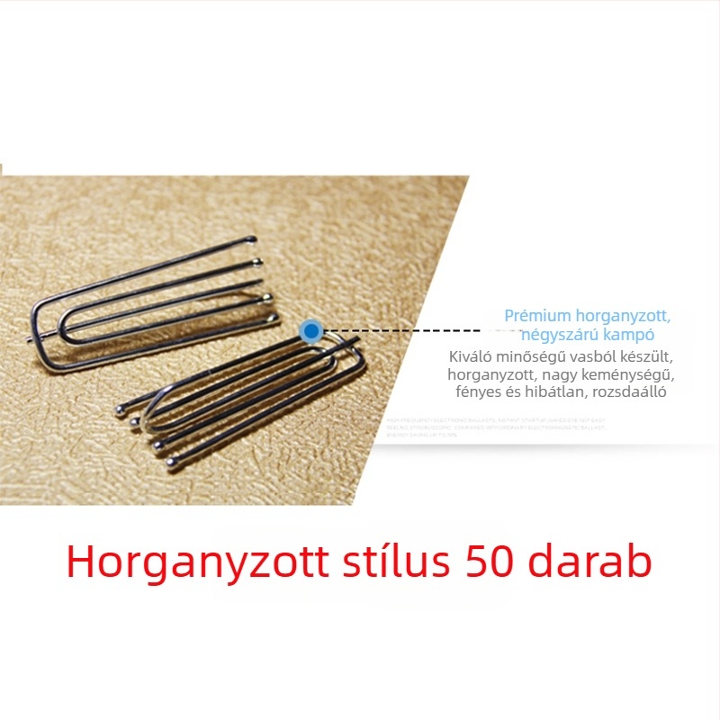 Négyágú függönyhorgok fehér festett felülettel és elektrolitikus korrózióálló kampókkal, kiegészítők textil szalaghoz