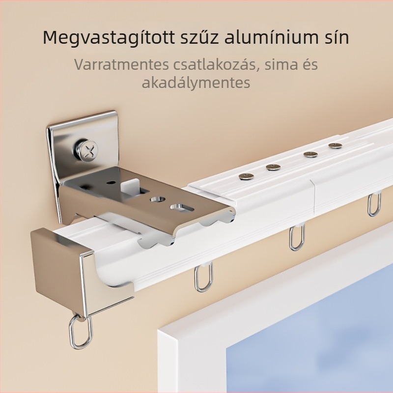 Megerősített alumínium függönyvasút készlet, dupla sín, csendes csúszás, mennyezetre szerelt egyenes sín