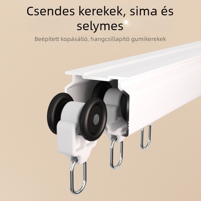 Megerősített alumínium függönyvasút készlet, dupla sín, csendes csúszás, mennyezetre szerelt egyenes sín