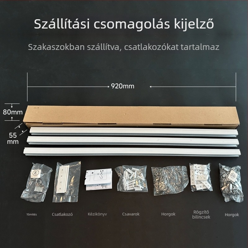 Megerősített alumínium függönyvasút készlet, dupla sín, csendes csúszás, mennyezetre szerelt egyenes sín