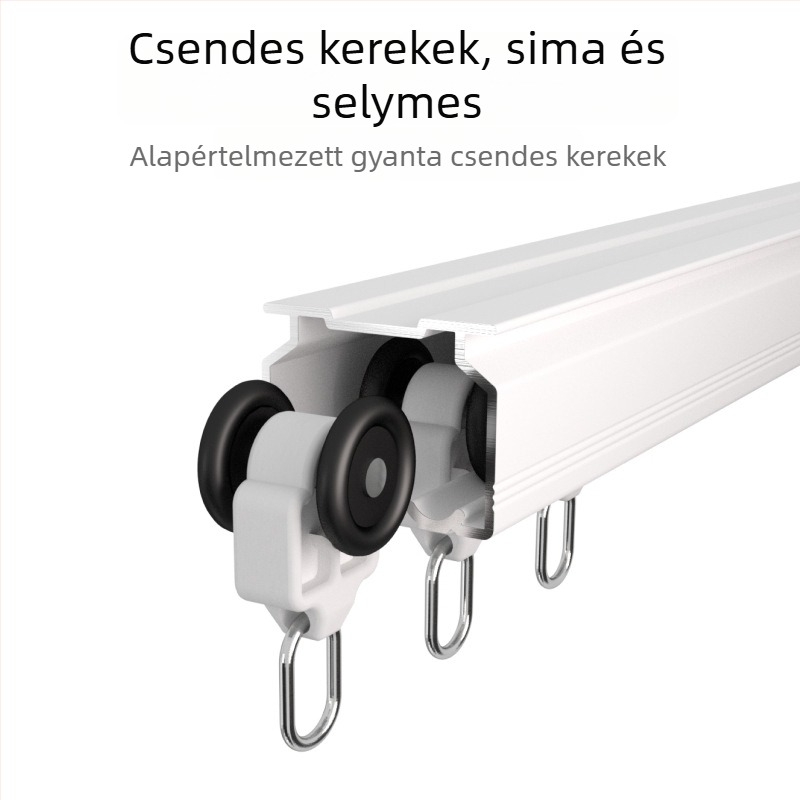 Megerősített alumínium függönyvasút készlet, dupla sín, csendes csúszás, mennyezetre szerelt egyenes sín