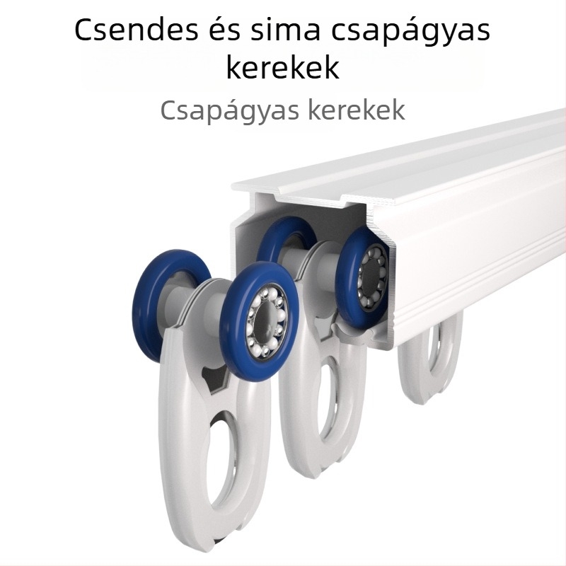 Megerősített alumínium függönyvasút készlet, dupla sín, csendes csúszás, mennyezetre szerelt egyenes sín
