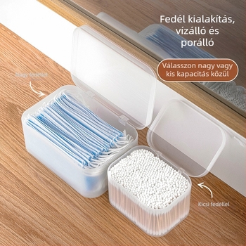Camellia asztali kozmetikai tároló doboz, fedéllel, rekeszekkel, átlátszó matt műanyagból, rúzs és bőrápolás számára