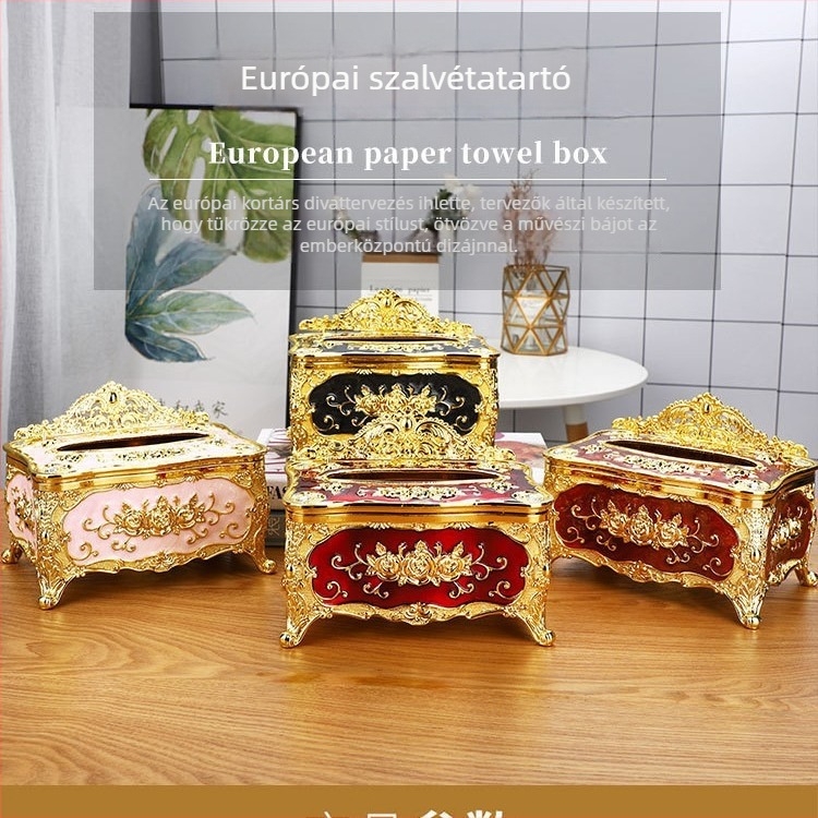 Európai stílusú zsepitartó doboz, könnyű luxus, asztali tároló nappaliba és hálószobába