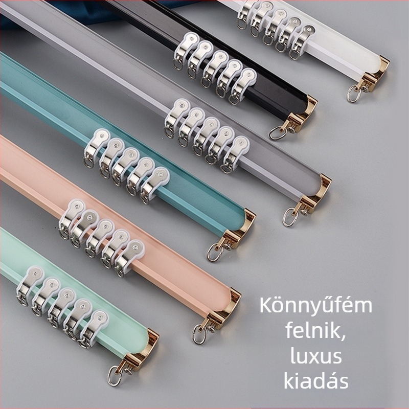 Ívelt függönycsatorna, kettős- és egysínű rendszerrel, bárablak- és erkélyhez, alumínium ötvözet vezetősín, felső és oldalsó montázsú római rúd