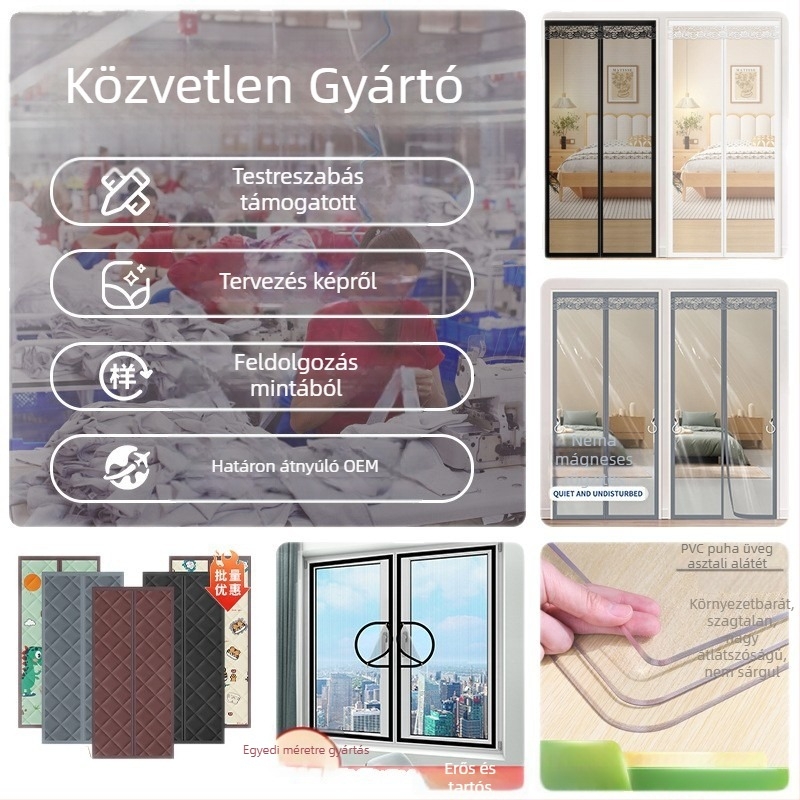 Egyedi otthoni textil ajtófüggönyök, hálós képernyők és asztali alátétek a tervei és mintái alapján.