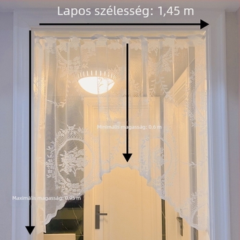 Koreai stílusú ívelt elválasztó függöny, fél hosszú fürdőszobai csipkés ajtófüggöny, csipkés ablakfüggöny, dekoratív rövid függöny