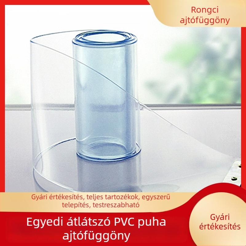 Átlátszó PVC ajtófüggöny, védőszélvédő válaszfal növény- és virágmintával, szúnyogmentes, kereskedelmi helyiségek, fürdőszoba és erkély