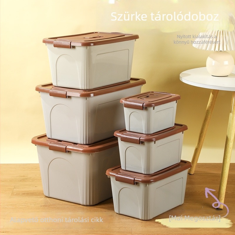 PP tárolóbox fogantyúval, erős kivitelben, ruhák és egyéb holmik tárolására, porálló, modern minimalist stílus