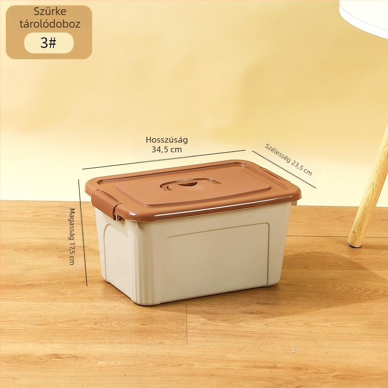 PP tárolóbox fogantyúval, erős kivitelben, ruhák és egyéb holmik tárolására, porálló, modern minimalist stílus