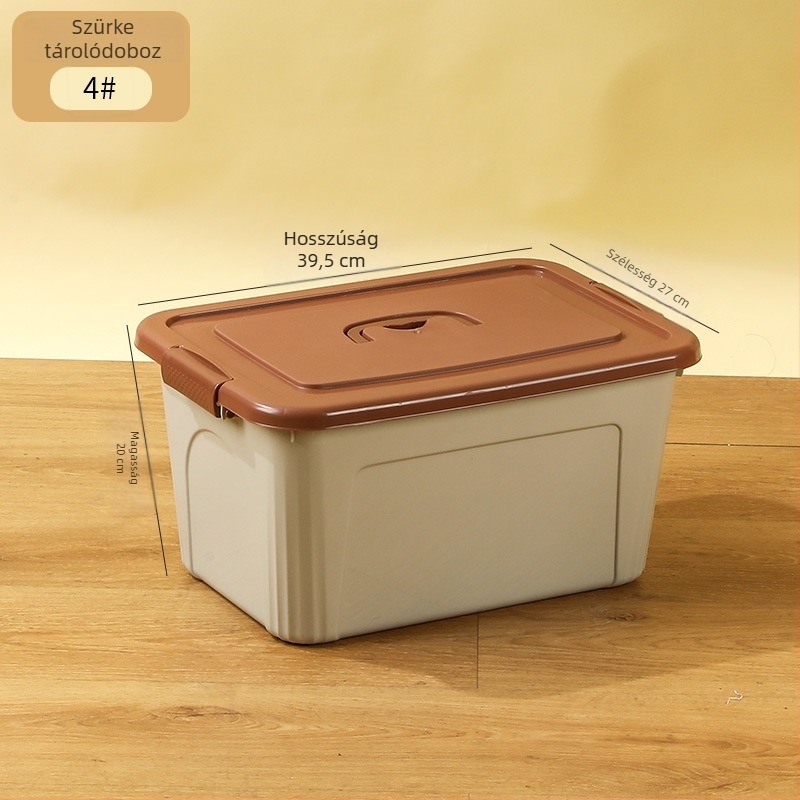PP tárolóbox fogantyúval, erős kivitelben, ruhák és egyéb holmik tárolására, porálló, modern minimalist stílus