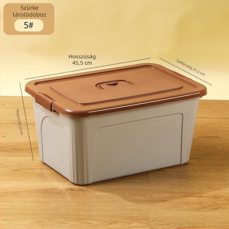 PP tárolóbox fogantyúval, erős kivitelben, ruhák és egyéb holmik tárolására, porálló, modern minimalist stílus