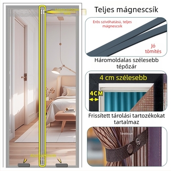 Új modell magnetos szalaggal ellátott szúnyogháló ajtófüggöny – gyémánt mintázatú hálóval, nyárra otthonra, elérhető különböző méretekben, kiváló minőség, mágneses zárás, csendes működés.