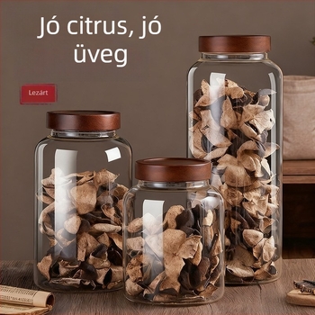 Speciális mandarinhéj tároló üveg, nagy kapacitású, zárható, élelmiszer-minőségű