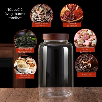 Speciális mandarinhéj tároló üveg, nagy kapacitású, zárható, élelmiszer-minőségű