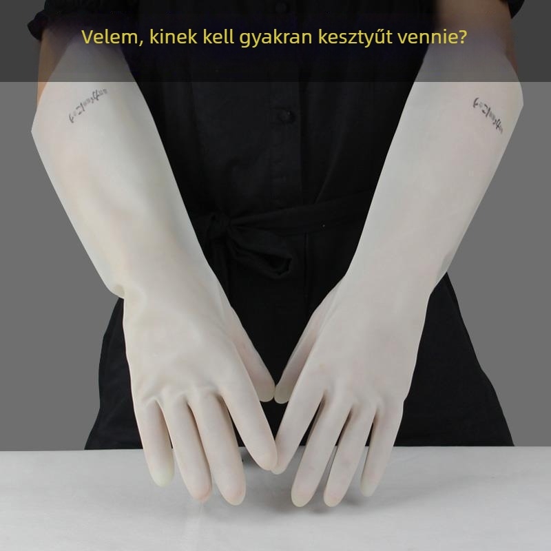 Hosszú élelmiszer-minőségű nitril kesztyűk, kopásállóak és hőállóak, sav-bázis-ellenállóak, mosogatáshoz, mosáshoz és szállodai használatra
