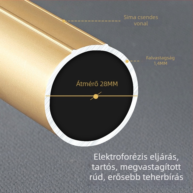 Alumínium függöny sín vastagodott római rúddal, dupla sín, egykaros rúd, csendes