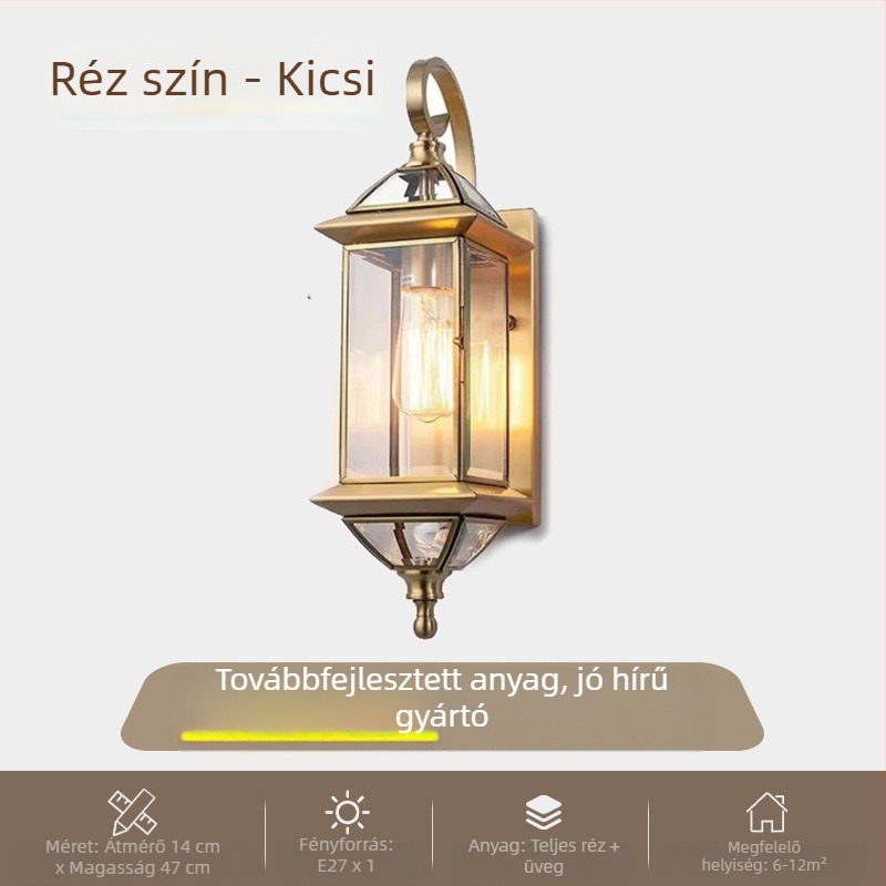 Kültéri falikar udvarra és kapuhoz, teljesen rézből, retro nosztalgikus stílus