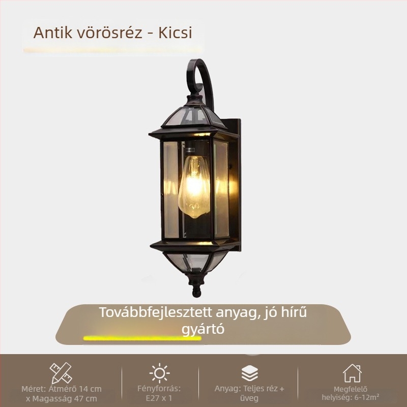 Kültéri falikar udvarra és kapuhoz, teljesen rézből, retro nosztalgikus stílus