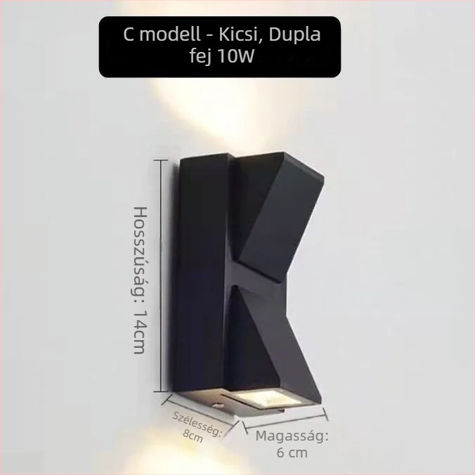 LED kültéri falikar, vízálló, falmosó spotlámpa – világítja meg a falat; udvarra, erkélyre és lépcsőkre; modern, minimalist stílus, otthoni használatra