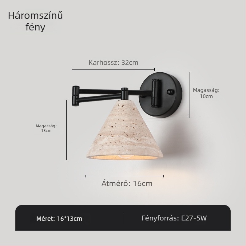 Skandináv falikar mozgó karral, kínai retro dizájnnal, LED olvasólámpa – tanulószobába és nappaliba