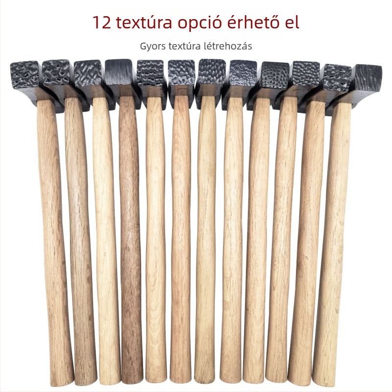 DIY textúrás kalapács fémmunkákhoz – négyszögletes kalapács az üregek, csíkok és hullámok textúrájának létrehozásához arany- és ezüst gyűrűkön és karkötőkön