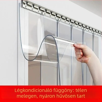 Átlátszó PVC puha ajtófüggöny, négy évszakos, szélálló és hőszigetelő légkondicionáló válaszfalhoz, kereskedelmi használatra