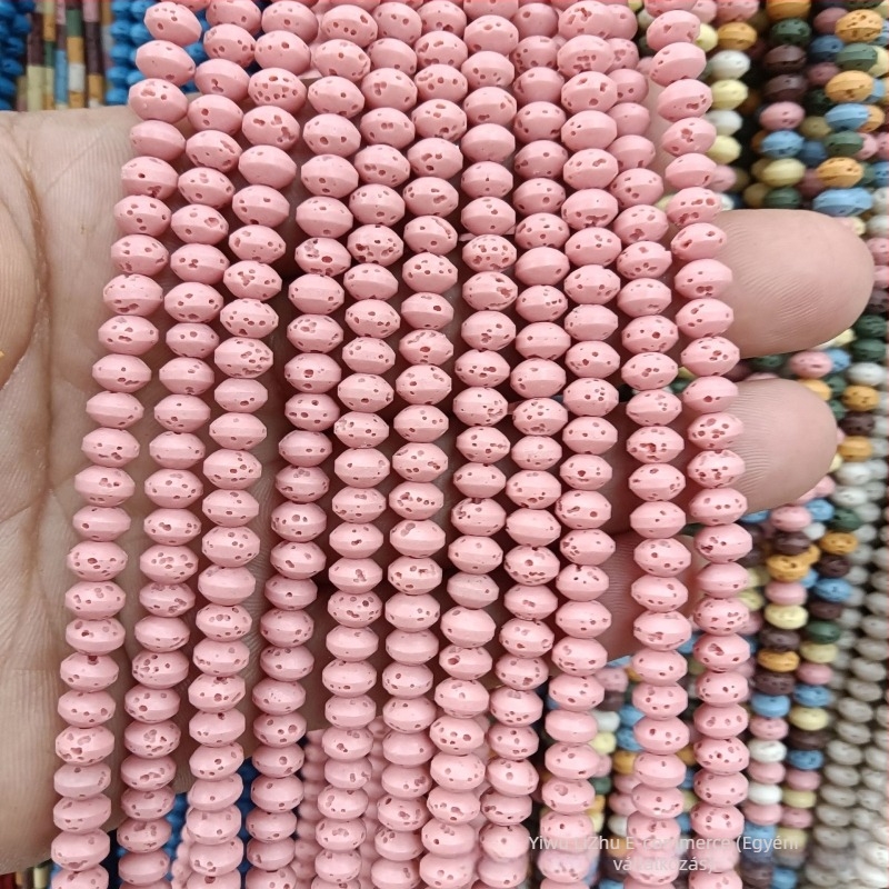 DIY ékszerkészítéshez természetes kőgyöngyök keveréke — vulkanikus kő abakusz gyöngyök és több színű, laza gyöngyök (8 mm)