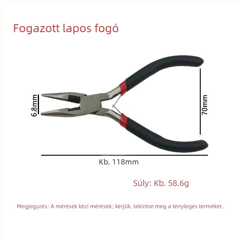 4,5 hüvelykes mini csipesz készlet: fogas orrcsipeszek, kézzel készített kis laposorrú csipeszek, ékszerész csipeszek, hosszított fogatlan orrcsipesz