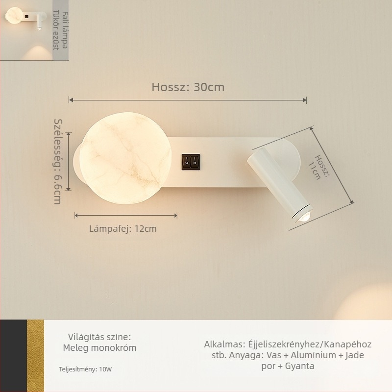 Hálószobai falikar olasz minimalist stílusban, forgatható olvasólámpa