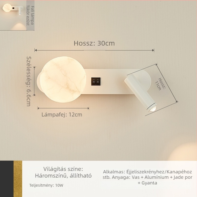 Hálószobai falikar olasz minimalist stílusban, forgatható olvasólámpa
